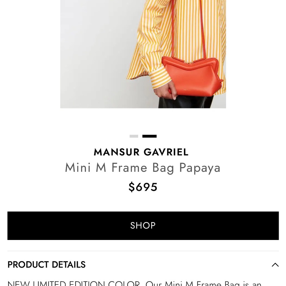 Mansur Gavriel Mini M Frame Leather Crossbody Bag Papaya EUC - Picture 7 of 8